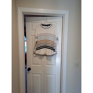 Zaket & Plover Striped Knit Sweater Long Sleeve Cotton Cashmere Round Neck M